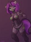  2014 anthro aura_spark breasts clothing cutie_mark equine female green_eyes hair horn looking_at_viewer lumineko mammal my_little_pony nipples original_character panties smile solo tongue tongue_out underwear unicorn 