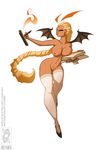  blonde_hair demon_girl glasses jollyjack long_hair nude 