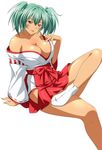  1girl breasts green_eyes green_hair ikkitousen large_breasts long_hair official_art ryofu_housen smile solo 