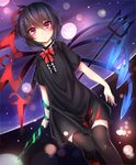  asymmetrical_wings bad_id bad_pixiv_id black_hair black_legwear highres houjuu_nue looking_at_viewer otokuyou pink_eyes pitchfork ribbon short_hair solo thighhighs touhou wings zettai_ryouiki 