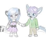  blue_eyes blue_fur blue_hair canine clothed clothing cornflower feline fox fur hair leopard mammal muse_aluveaux_(artist) muse_aluveaux_(character) plain_background snow_leopard white_background 