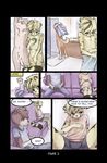  anthro aogami canine cat clothing comic cuntboy dialog english_text feline hair intersex just_a_couple_of_guys kitaness leonhunter male mammal nude penis sheath shower soap text towel video_games young 