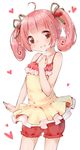  bad_id bad_pixiv_id bloomers brown_eyes dress food fruit heart pink_hair rima_(rimarip) solo strawberry twintails underwear white_background 
