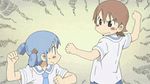  2girls aioi_yuuko animated animated_gif blue_eyes blue_hair blush brown_eyes brown_hair handshake lowres multiple_girls naganohara_mio nichijou 