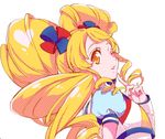  alternate_form blonde_hair chiyo_(rotsurechiriha) cure_honey happinesscharge_precure! long_hair magical_girl one_eye_closed oomori_yuuko popcorn_cheer precure solo twintails white_background wrist_cuffs yellow_eyes 