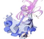  boots bow chiyo_(rotsurechiriha) choker cure_moonlight dress elbow_gloves flower frills gloves hair_flower hair_ornament heartcatch_precure! knee_boots long_hair magical_girl precure purple_eyes purple_hair ribbon single_elbow_glove smile solo tsukikage_yuri very_long_hair white_background wrist_cuffs 