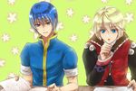  blonde_hair blue_eyes blue_hair book fire_emblem fire_emblem:_monshou_no_nazo ichiori marth multiple_boys open_book shulk sitting super_smash_bros. xenoblade_(series) xenoblade_1 