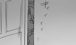 comic door greyscale kantai_collection mechanical_halo monochrome peeking solo tatsuta_(kantai_collection) tonda 