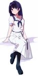  blush highres hirose_sumire hiyo_kotori long_hair pantyhose saki school_uniform shiraitodai_school_uniform simple_background solo white_background 