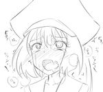  blush crying crying_with_eyes_open face full-face_blush greyscale guilty_gear hat heart heart-shaped_pupils heavy_breathing long_hair lowres may_(guilty_gear) monochrome ponkotsu sketch solo symbol-shaped_pupils tears torogao 