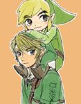  bad_id bad_twitter_id black_eyes blonde_hair blue_eyes carrying dual_persona hat link multiple_boys pointy_ears shoulder_carry smile the_legend_of_zelda the_legend_of_zelda:_the_wind_waker the_legend_of_zelda:_twilight_princess toon_link yo_mo 