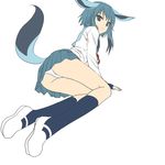  animal_ears ass gen_4_pokemon glaceon looking_at_viewer mx2j_(nsh6394) panties pantyshot personification pokemon short_hair simple_background skirt solo tail underwear white_background white_panties 