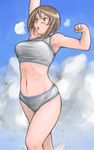  armpits bouncing_breasts breasts brown_eyes brown_hair large_breasts older rozen_maiden short_hair solo souseiseki sportswear sweat tsuda_nanafushi 