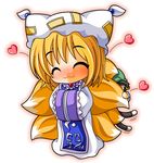  :3 animal_ears bad_id bad_pixiv_id blonde_hair cat_ears cat_tail chen chibi closed_eyes earrings fox_tail hat heart jewelry long_sleeves multiple_girls multiple_tails pillow_hat puffy_short_sleeves puffy_sleeves shinjitsu short_hair short_sleeves single_earring tail tassel touhou white_background wide_sleeves yakumo_ran 