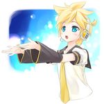  bad_id bad_pixiv_id blonde_hair blue_eyes headphones headset kagamine_len male_focus mizuki_kotora music nail_polish necktie open_mouth outstretched_arms sailor_collar singing solo upper_body vocaloid yellow_neckwear 
