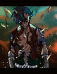  bandages blood blue_hair bodypaint injury kamina male_focus manly sarashi shirtless solo tehryu tengen_toppa_gurren_lagann 