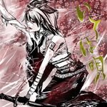  bad_id bad_pixiv_id barefoot cherry_blossoms feet flower foot_worship hair_ribbon iroha_uta_(vocaloid) japanese_clothes kagamine_rin katana kimono midriff monochrome out_of_frame pink red_eyes ribbon sarashi short_hair sketch solo_focus spot_color sword vocaloid weapon 