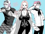  2boys bad_id bad_pixiv_id breasts cape cigarette cleavage coby crossed_arms fullbody_(one_piece) hina_(one_piece) jii large_breasts multiple_boys one_piece pink_hair salute smoking 