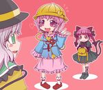  :3 animal_ears braid cat_ears cat_tail emu_(toran) eyes green_eyes hair_ribbon hat heart kaenbyou_rin kindergarten komeiji_koishi komeiji_satori multiple_girls pink_eyes pink_hair red_eyes red_hair ribbon school_hat short_hair siblings silver_hair sisters tail touhou twin_braids twintails 