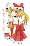  bad_id bad_pixiv_id blonde_hair character_name flandre_scarlet hat one_side_up ponytail red_eyes ribbon short_hair solo touhou yrzirst 
