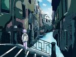  ayo_(alixce) bad_id bad_pixiv_id city closed_eyes cloud day lila_(pokemon) pokemon purple_hair sky solo water 