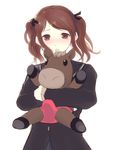  amagami brown_eyes brown_hair bulge erection horse kimura_daisuke looking_at_viewer nakata_sae simple_background solo stuffed_animal stuffed_horse stuffed_toy tears twintails white_background 