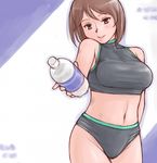  bottle breasts brown_eyes brown_hair large_breasts older rozen_maiden short_hair solo souseiseki sportswear tsuda_nanafushi water_bottle 