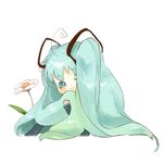  ahoge aqua_eyes aqua_hair bad_id bad_pixiv_id chibi flower hatsune_miku long_hair one_eye_closed simple_background smile solo twintails very_long_hair vocaloid wiiw 