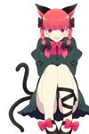  animal_ears bad_id bad_pixiv_id banned_artist bow braid cat_ears cat_tail hair_ribbon harano highres kaenbyou_rin multiple_tails red_eyes red_hair ribbon short_hair sitting solo tail touhou twin_braids twintails 