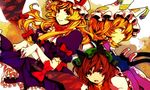  animal_ears bad_id bad_pixiv_id blonde_hair brown_hair cat_ears cat_tail chen earrings elbow_gloves eyes gap gloves hair_ribbon hands hat jewelry long_hair multiple_girls multiple_tails red_eyes ribbon short_hair tail touhou yakumo_ran yakumo_yukari yukizen 