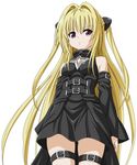  blonde_hair detached_sleeves highres konjiki_no_yami long_hair red_eyes solo thigh_strap to_love-ru toshi_(anime_coloring) two_side_up very_long_hair 