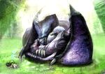  dragon felyne highres kyamada-23 lunastra monster monster_hunter no_humans sleeping 