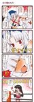  3girls 4koma :t black_hair blush comic dei_shirou fujiwara_no_mokou hat highres houraisan_kaguya long_hair multiple_girls red_eyes silver_hair submission_hold tears touhou translated wrestling yagokoro_eirin 