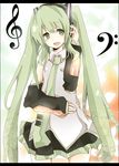  bad_id bad_pixiv_id detached_sleeves green_eyes green_hair hatsune_miku headphones long_hair mono_(recall) necktie skirt smile solo twintails vocaloid 