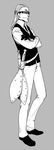  bad_id bad_pixiv_id crossed_arms greyscale helmeppo jii long_hair machete male_focus monochrome one_piece solo sunglasses 