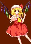  alphes_(style) blonde_hair flandre_scarlet hat hat_ribbon ni_(ippozenshin) open_mouth parody red_eyes ribbon solo style_parody touhou wings 