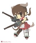  animal_ears artist_name bad_id bad_pixiv_id brown_eyes brown_hair chameleon_man_(three) chibi dirndl dog_ears dog_tail dress flat_color flying frills german_clothes gertrud_barkhorn gun holding holding_gun holding_weapon long_hair machine_gun mg42 puffy_short_sleeves puffy_sleeves red_dress short_sleeves simple_background solo strike_witches striker_unit tail twintails weapon white_background world_witches_series 