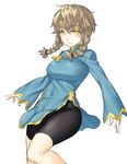  alternate_costume amane_suzuha bike_shorts blush braid breasts brown_hair chinese_clothes covered_navel large_breasts long_hair long_sleeves onsoku_maru smile solo steins;gate twin_braids yellow_eyes 