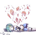  armband bad_id bad_pixiv_id blue_hair broken_heart cape cd cd_case closed_eyes earbuds earphones earphones_removed gloves hair_ornament hairclip lolly_(mcr_cc) lying magical_girl mahou_shoujo_madoka_magica mahou_shoujo_madoka_magica_movie miki_sayaka on_side short_hair solo thighhighs zettai_ryouiki 