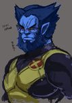  beard beast_(x-men) blue_skin butcha-u facial_hair glasses grey_background male_focus marvel over-rim_eyewear pointy_ears semi-rimless_eyewear solo upper_body x-men 