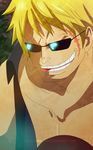  1boy bellamy blonde_hair dressrosa male male_focus odrichan one_piece scar solo sunglasses tongue 