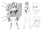 alternate_costume character_sheet greyscale hat hat_removed headwear_removed hyuuga_(kantai_collection) japanese_clothes kantai_collection military military_uniform monochrome multiple_views naval_uniform necktie peaked_cap short_hair uemukai_dai uniform white_background 