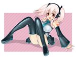  bad_id bad_pixiv_id blush boots breasts cosplay detached_sleeves green_panties hatsune_miku hatsune_miku_(cosplay) headphones ichi/mine large_breasts long_hair looking_at_viewer necktie nitroplus open_mouth panties pink_hair skirt smile solo super_sonico thigh_boots thighhighs twintails underwear vocaloid 