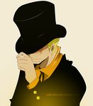  1boy artist_name formal hat hat_over_eyes male male_focus odrichan one_piece sabo_(one_piece) solo suit top_hat 