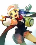  bag beanie blue_eyes blue_hair hair_ornament hairclip hat hikari_(pokemon) holding holding_poke_ball long_hair miniskirt pink_skirt poke_ball poke_ball_(generic) pokemon pokemon_(game) pokemon_dppt poketch red_scarf scarf sekka_koyori shoulder_bag skirt solo watch wristwatch 