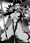  1girl breasts highres large_breasts monochrome solo yuri_ai 