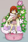  1girl cape character_name female flower full_body kairi keyblade kingdom_hearts kiwi_(11241124) looking_at_viewer smile solo standing 