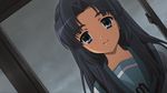  asakura_ryouko blue_eyes dutch_angle eyebrows_visible_through_hair game_cg highres long_hair official_art overcast smile solo suzumiya_haruhi_no_shoushitsu suzumiya_haruhi_no_tsuisou suzumiya_haruhi_no_yuuutsu window 