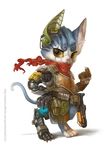  2014 big_eyes bionic blue_fur cat cybernetics feline fur gun mammal pistol ranged_weapon scarf silverfox5213 solo weapon yellow_eyes 
