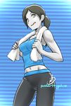  :q black_hair breasts closed_mouth daniel_macgregor grey_eyes licking_lips looking_at_viewer medium_breasts midriff pants solo spandex sweatpants tank_top toned tongue tongue_out towel towel_around_neck wii_fit wii_fit_trainer 